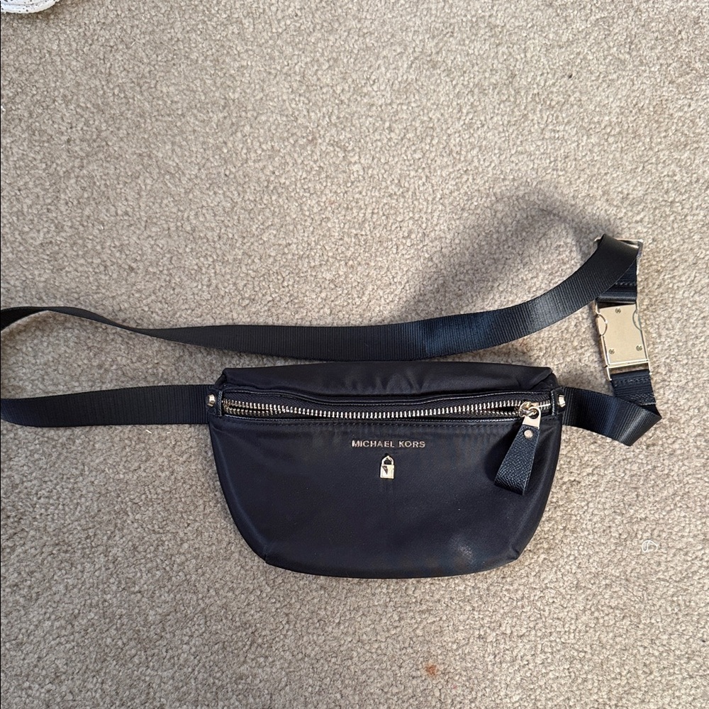 Michael Kors Black Belt Bag with Gold Details
